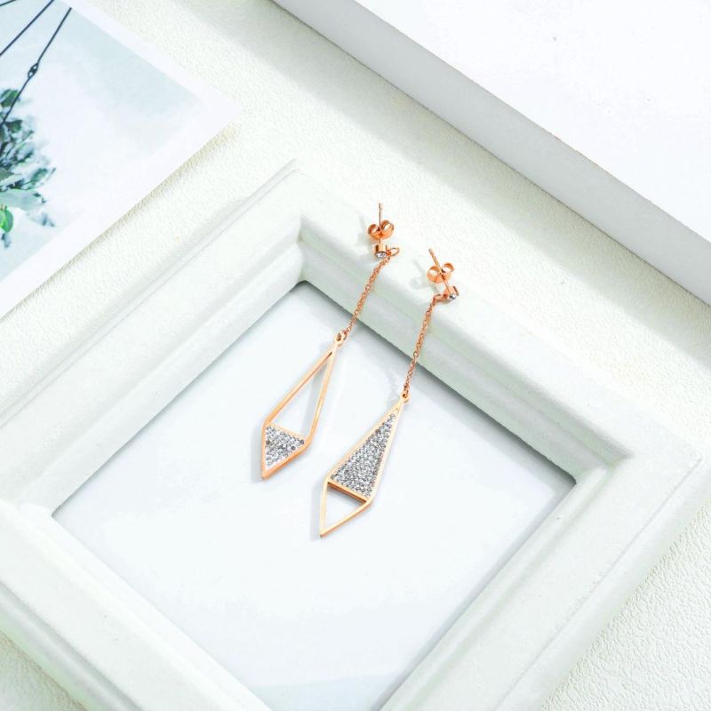 Fashion Women Jewelry Full Diamond Tassel Drop Earrings