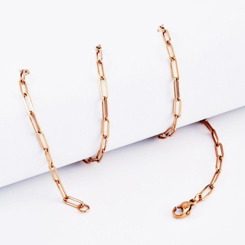 Wholesales 18K Gold Plated Stainless Steel Long Flat Cable Chains Jewellery Accessories Fashion Jewelry Anklet Bracelet Necklace