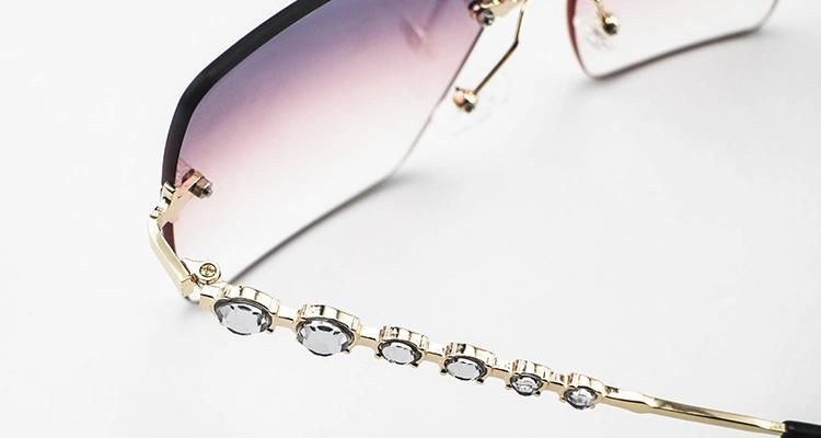 Bonzer Diamond Frameless Women Gold Sunglasses