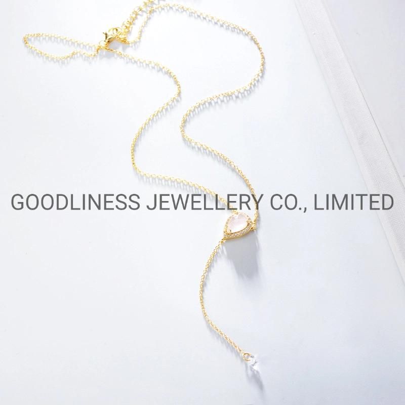 925 Sterling Silver Fine Jewelry Women Gestone Pendant Y Necklace