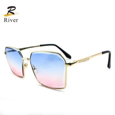 New Custom Logo Stock Trimmed Square Frame Women Sunglasses