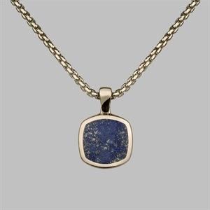 Fashion Design Jewelry&#160; Small Inlaid Signet Necklace Lapis&#160; Stainless Steel&#160; Pendant Men Necklace