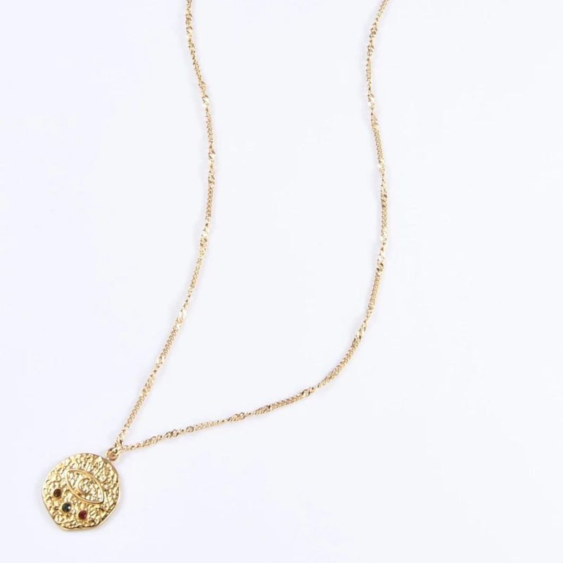 Wholesale New Fashion Jewelry Stainless Steel Gold Pendant Necklace with Stone Jewellery Customizing