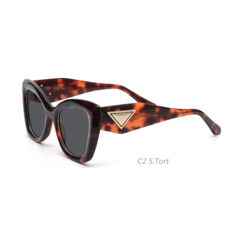 Over Size Triangle Metal Trim Acetate Tac Sunglasses