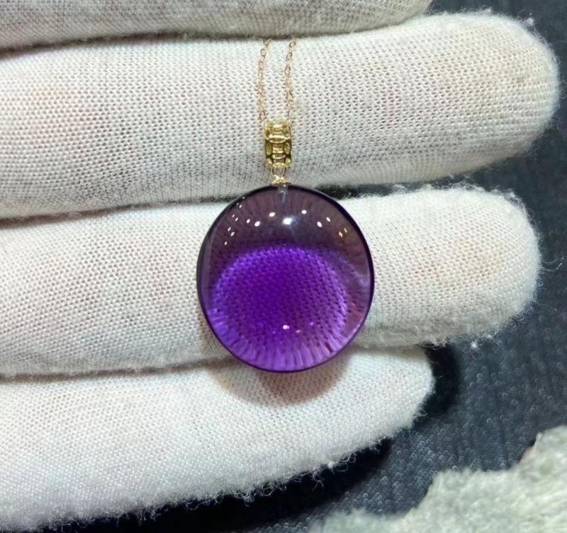 Amethyst Pendant 18K Gold China Natural Crystal