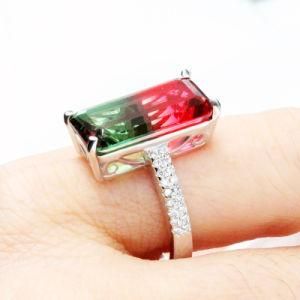 Imitation Tourmaline Jewelry Fashion Ring with Glass Crystal Stones