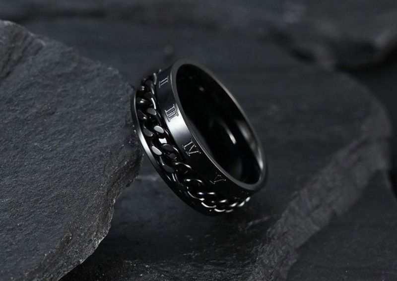 Fashion Ring Release Stress Spinner Ring The Beer Bottle Artifact Roman Numeral Rotatable Chain Ring