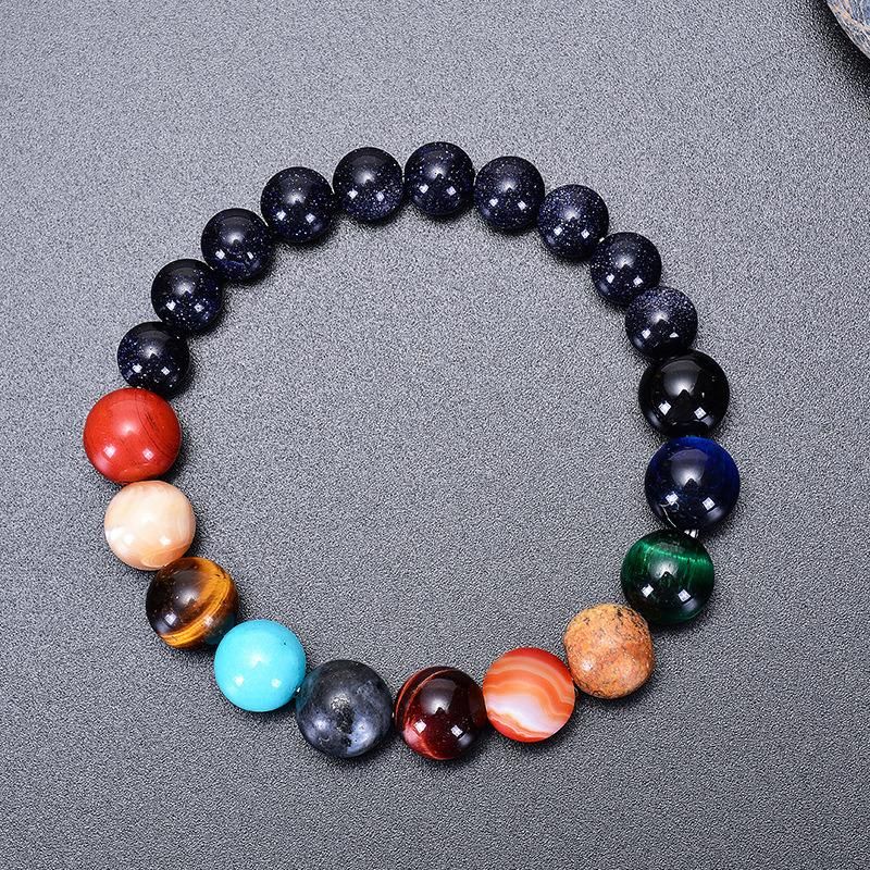 Solar System Eight Planets Stretch Line Bracelet Natural Blue Sand Stone Women′ S Accessories Wholesale Natural Stone Beaded Bracelets