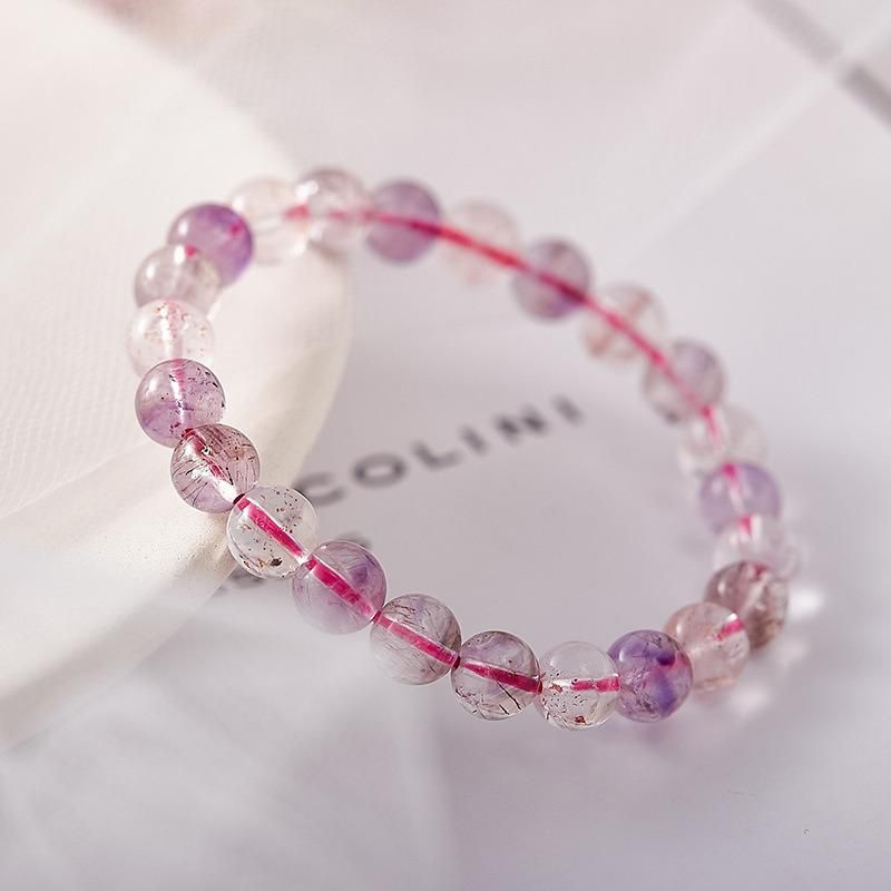 Fashion Jewelry Natural Ice Crystal Translucent Bracelet Purple Titanium Strand