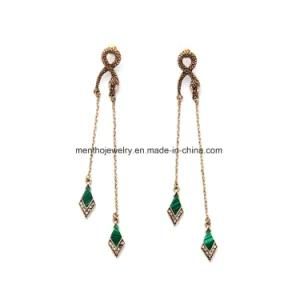 Long Diamond-Shaped Drop Earring Fashion Gold Jewelry for Girls