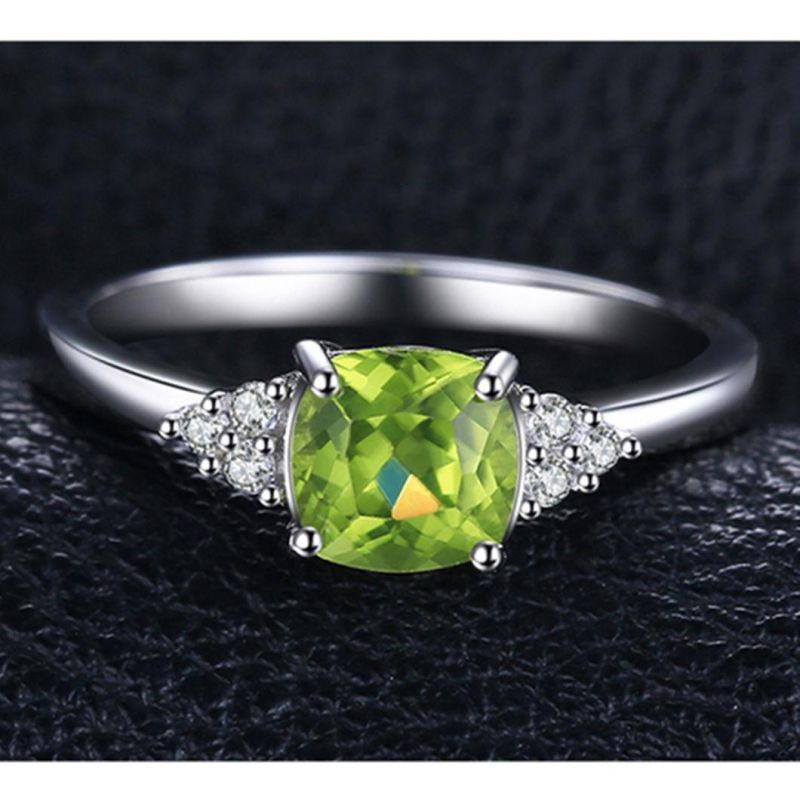 Gemstone Created Peridot Ring 925 Sterling Silver Fashion Jewelry for Women Wholesale