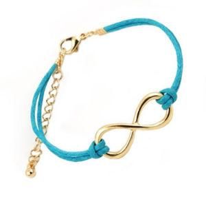 2013 New Arrived Gold Leather Infinity Bracelet