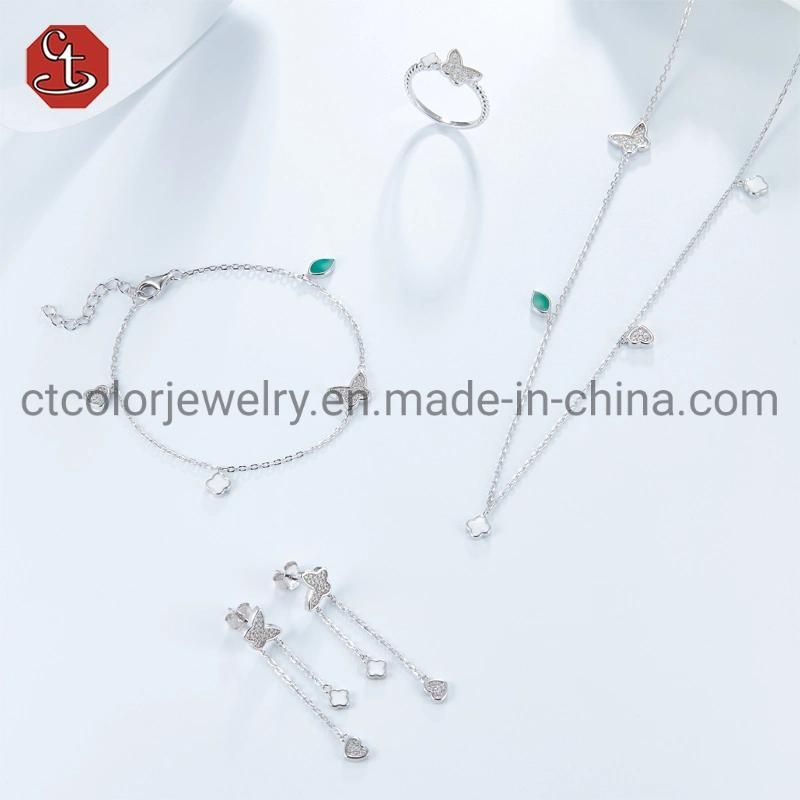 Wholesale High Quality New Fashion Elegant Custom Inspirational Cubic Zirconia and Enamel Bangle Bracelet Pure 925 Silver Jewelry for Women
