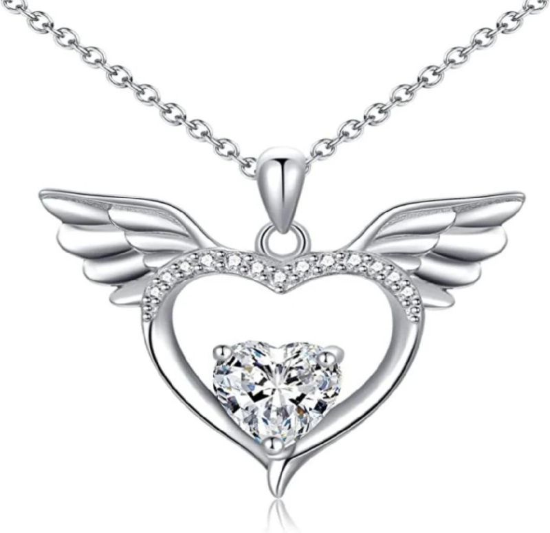 Fine Luxury Moissanite Women Angel′ S Wings Necklace S925 Jewelry
