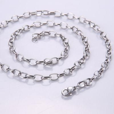 Stainless Steel Jewelry Oval Belcher Cable Necklace Chain for Fashion Jewelry Design
