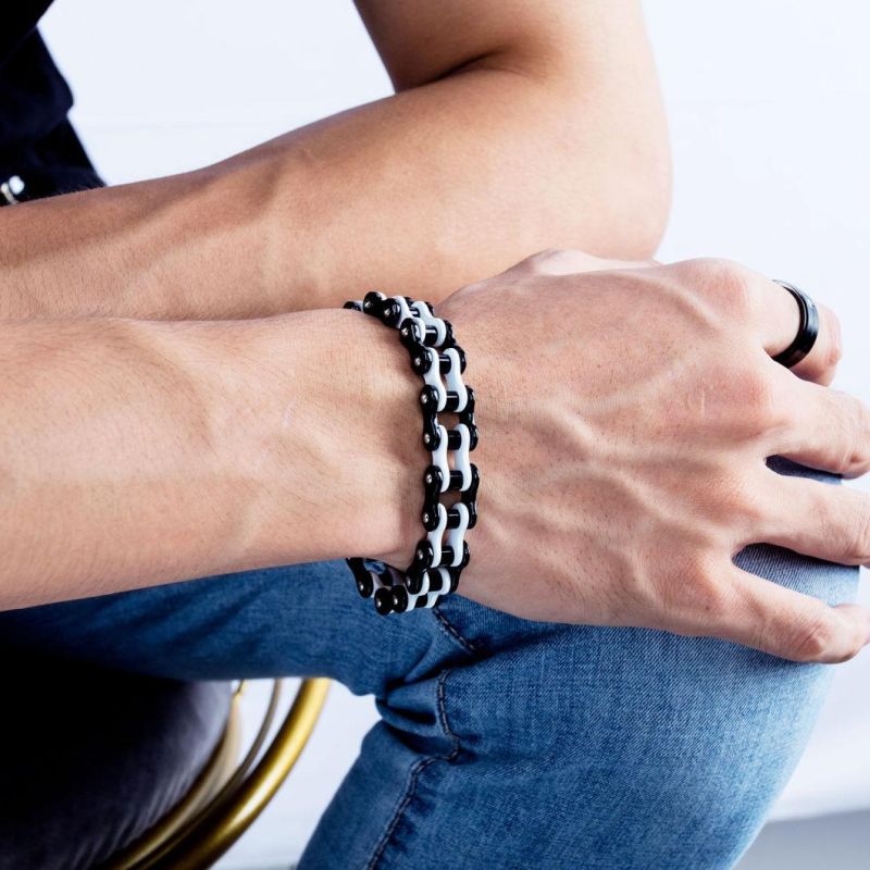 Mens Bicycle Bracelet Stainless Steel Biker Link Chain Wristband Motorcycle Bangle Bracelets