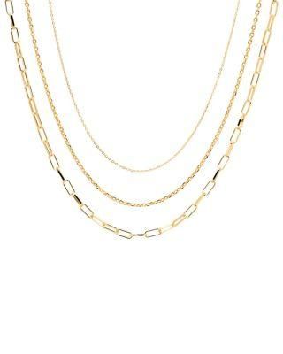 Fashion Designer Jewelry Simple Clean Essential 18K Gold Plated Brass Link Chain Necklace Set for Women