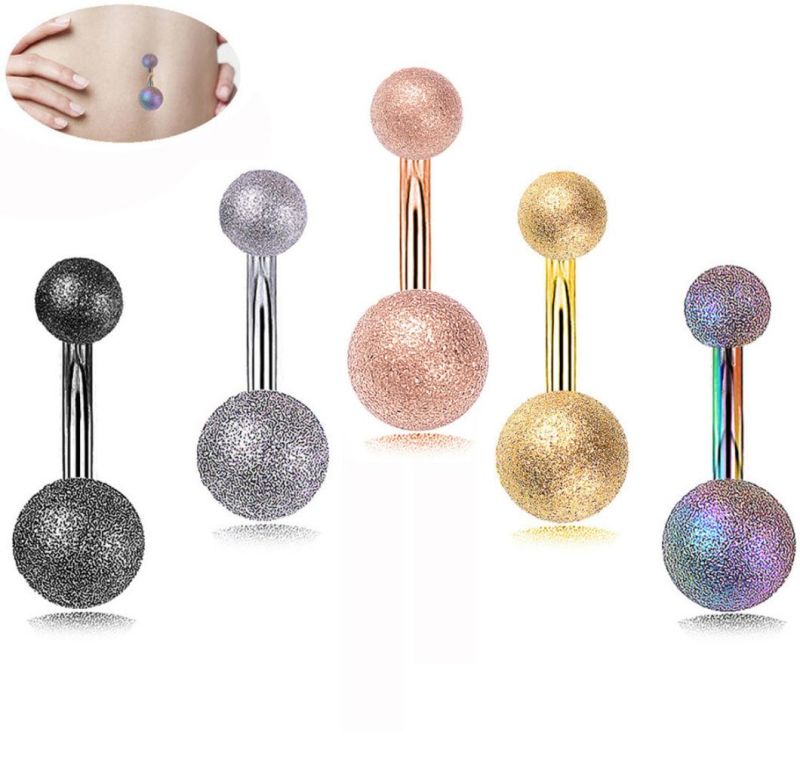 Fashion Jewelry New Products in Europe and America Stainless Steel Frosted Belly Button Ring Creative New Piercing Jewelry Ssp0811