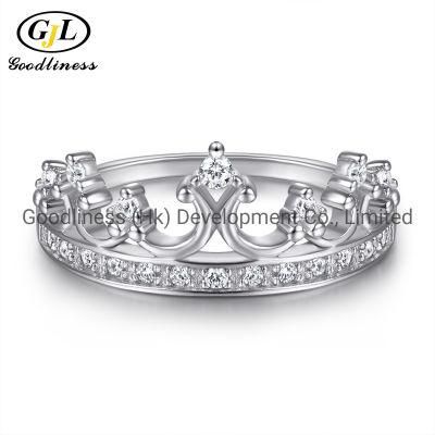 Elegant Fine 925 Sterling Silver Women Crown Rings Fashion Jewelry
