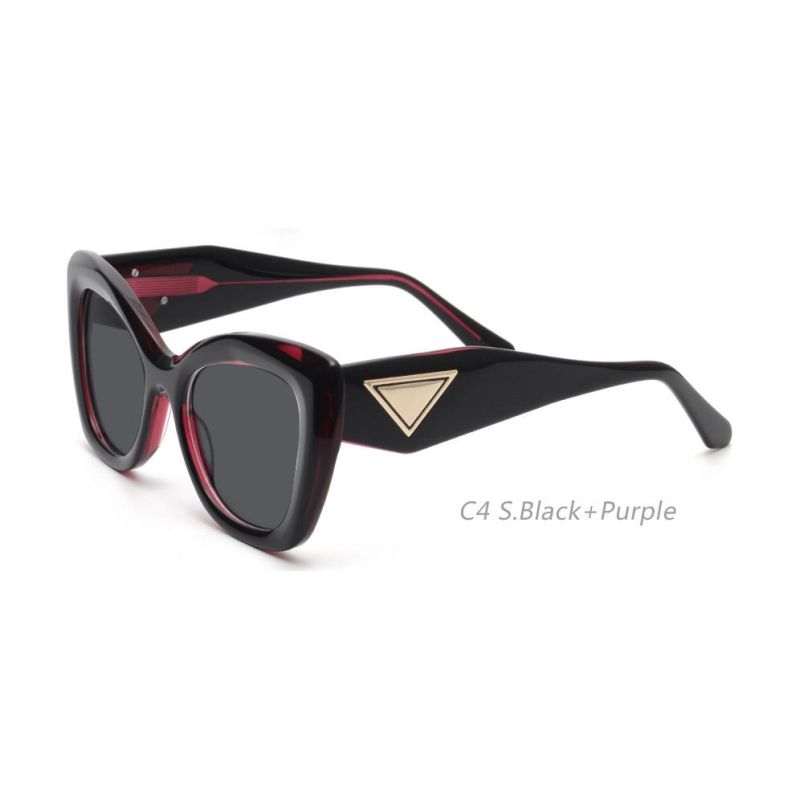 Over Size Triangle Metal Trim Acetate Tac Sunglasses