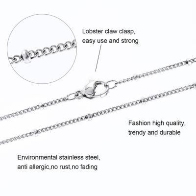 Custom Fashion Jewelry Accessories 16&quot;-30&quot;Stainless Steel Cable Ball Beaded Chain Gold Plated Necklace for Lady