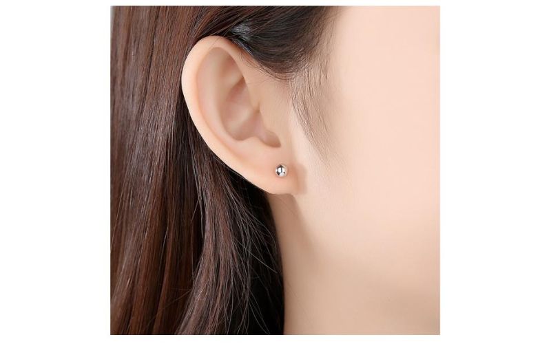 Real Silver Basic Stud Simple Style Women Earrings