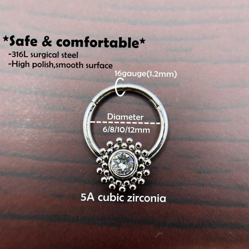 New Style 316L Surgical Stainless Steel Jewelry Fashion Ring Segment Cliker Hinged Segment Ring New Piercing (SH106)