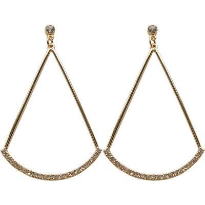 Fashionable Geometric Fan Shape Exaggerated Teardrop Conicalness Pave Glass Earrings for Fashion Women Accessories