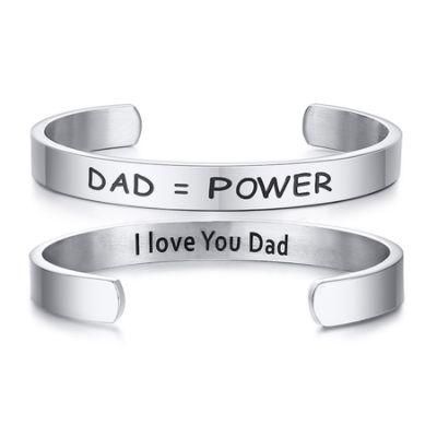 Father&prime;s Day Gift Titanium Steel Corrosion Dad = Power Corrosion Iloveyou Dad Bracelet