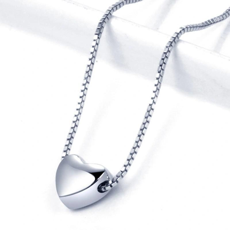 Fashion Box Chain S925 Siver Heart-Shaped Pendant Necklace