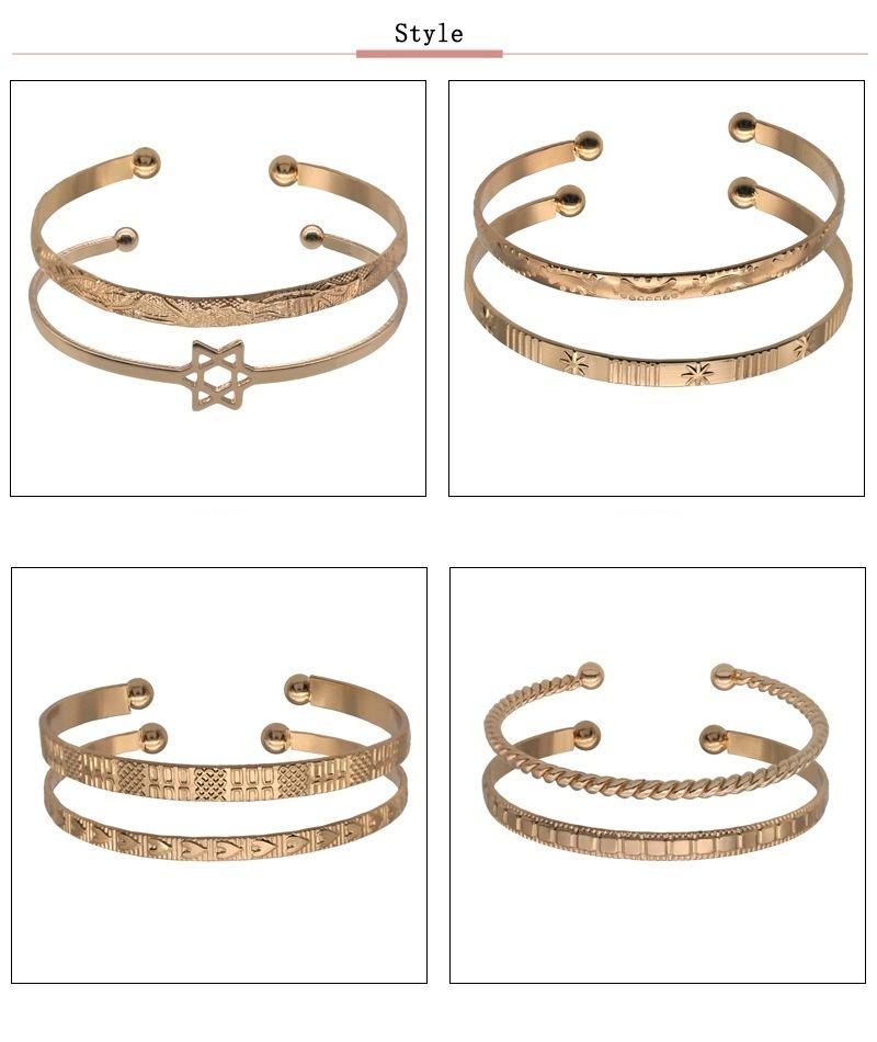 Portable Wholesale Factory Spot Affordable Price Luxury Ladies Bangles Gold Multi-Combination Set Metal Couples Bracelet