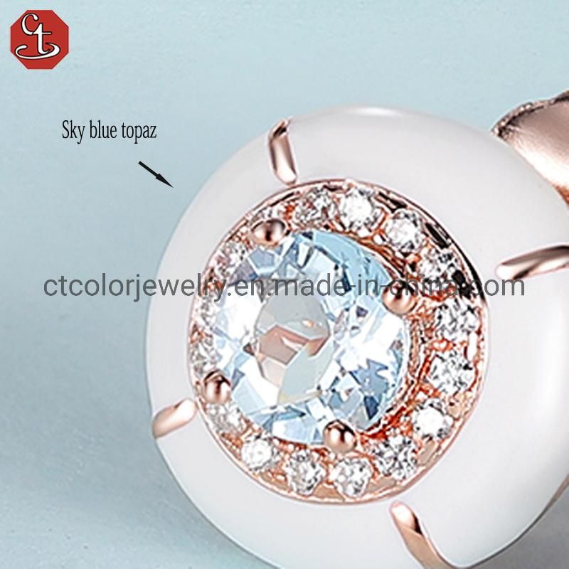 NEW Style Fashion Jewelry Sky Blue Topaz Enamel Jewelry Earrings for Women