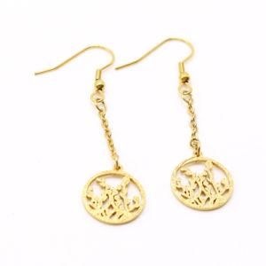 New Design Fashion Sliver Stainless Steel Drop Gold Earrings