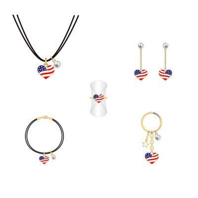 Chinese Manufacturer Heart-Shaped The National Flag Jewelry Set