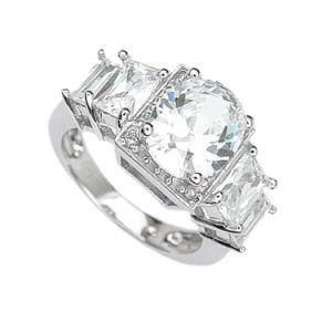 Icz Stonez Sterling Silver Oval Cubic Zirconia Bridal Ring