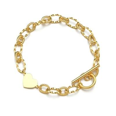 Hip Hop Bracelet Stainless Steel Net Red Temperament Printed Heart Bracelet
