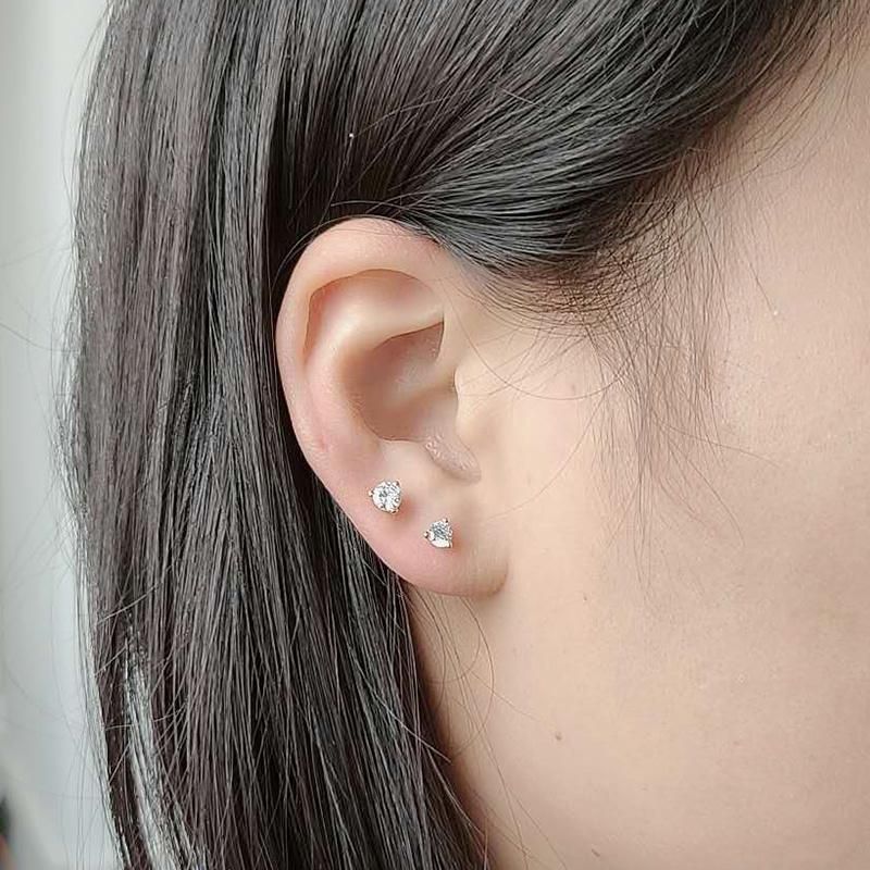 Classic Jewelry 925 Sterling Silver Tiny Zirconia Simple Stud Earrings for Women