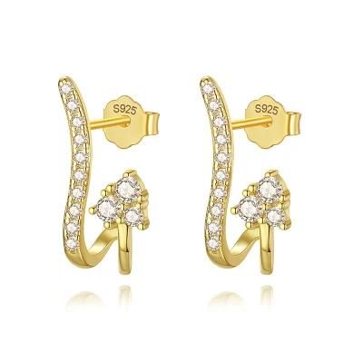 Real 925 Sterling Silver Earring Heart Multi-Layer Zircon Stud Earrings for Women Sweet Temperament Jewelry Gift