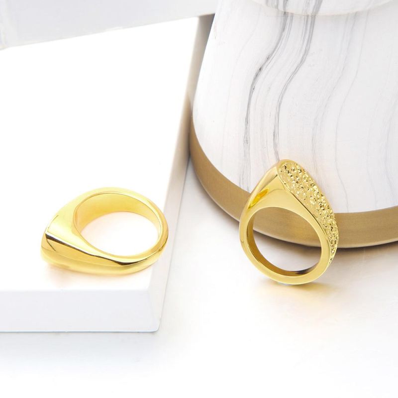 Top Sales Punk Simple Crack Texture Rings for Women Gold Color Charm Thick Ring Fashion Jewelry Romantic Gift