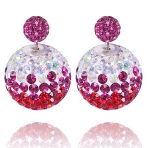 Double Sided Shiny Austrian Crystal Ball Studs Earrings