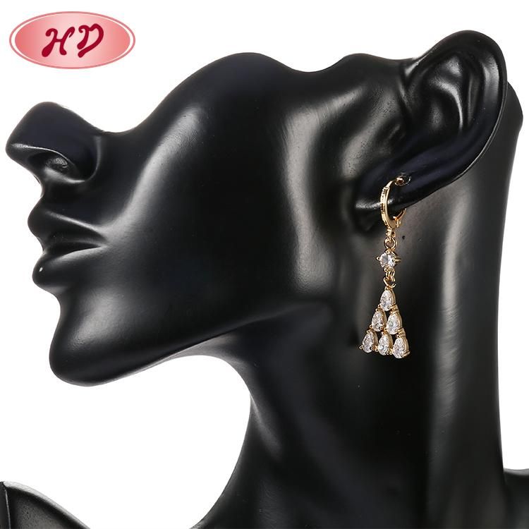 Unique Ladies Cubic Zirconia Brass Jewelry 18 K Gold Plated Jewelry Set