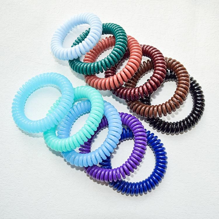 Women Fashion Spiraled Rubber Band Elastic Telephone Hair Ties Hair Accessories Coil Ring Scrunchies