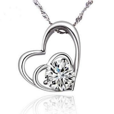 Fashion Jewelry 925 Silver Heart Pendant Necklace