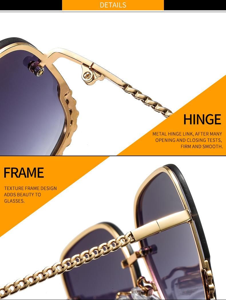 2022 New Style Metal Square Diamond Fashion Sunglasses