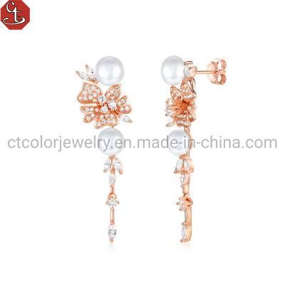 2021 New pearl Flower Drop Earrings for Women Fashion Jewelry 925 Silver Earrings Gift