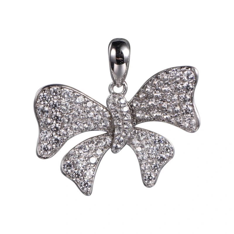 Pave Setting Cubic Zirconias Ribbon Shape Pendant