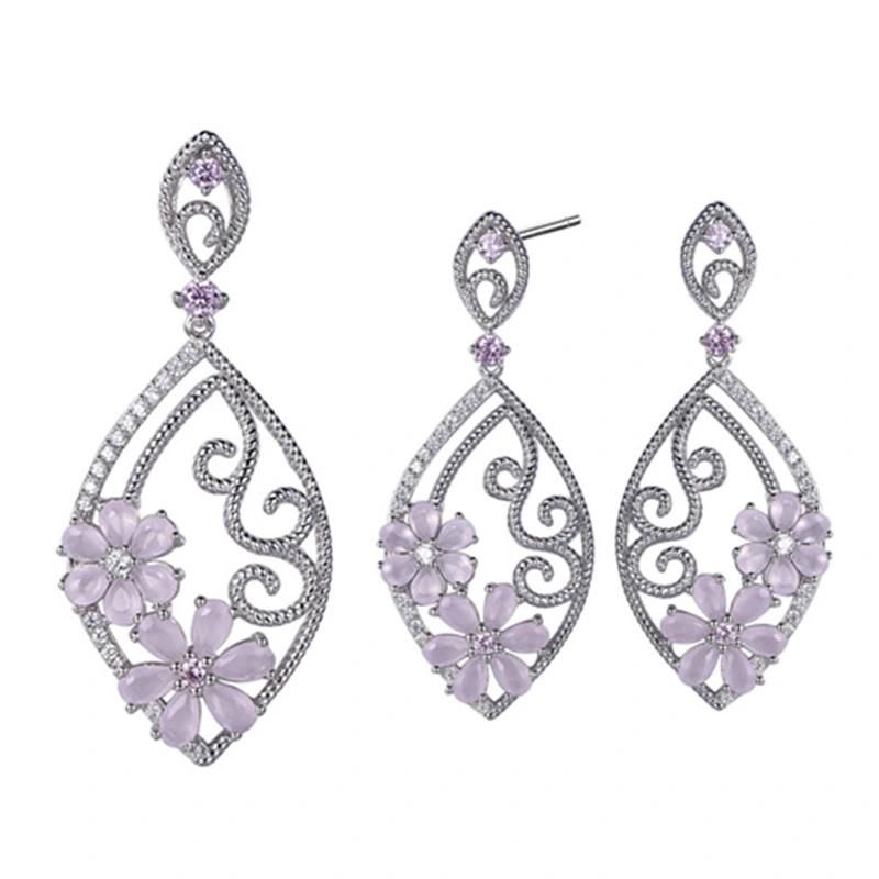 925 Silver or Brass Button Rope Earring Necklace Ring Fashion Jewelry Set for Girls