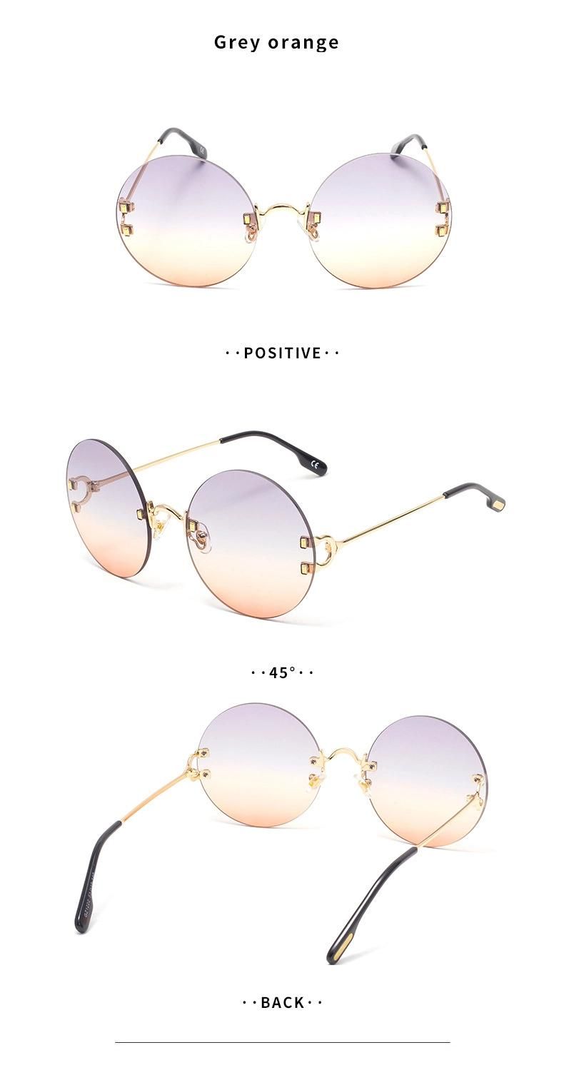 New Arrival Fashion Trend Simple Design Ladies Sun Glasses Round Colorful Frameless UV400 Outdoor Sunglasses