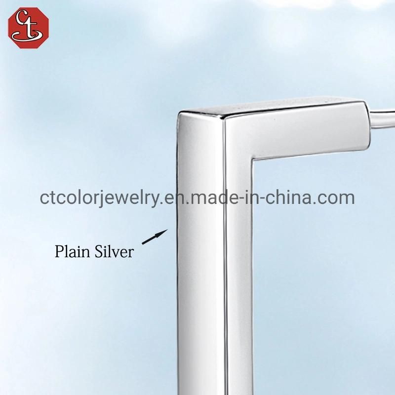 Simple style white plain silver rhombic jewelry earrings for sweet cool girl