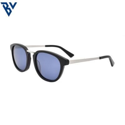 BV Vintage Beach White Round Frame Polarized Sunglasses
